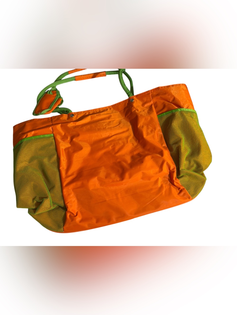 Vintage Totes Beach Bag, Vibrant orange and lime - Picture 8 of 16